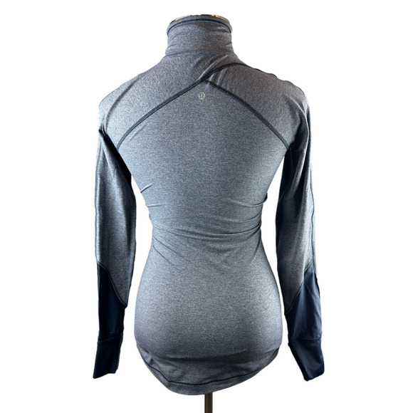 Lululemon Kriss Cross 1/2 Zip Pullover Heathered Inkwell Blue Thumbholes Size 6 - Picture 12 of 16